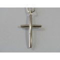 Vintage silver rope Necklace with solid silver cross Pendant, 44cm, 107g