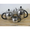 Vintage Retro Stainless steel serving Set, coffee pot, tea pot and milk jug. Excellent condition