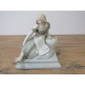Beatifull Art Nouveau signed Lladro porcelain figurine, 7877,excellent condition, 17cm x 13cm x 16cm
