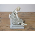Beatifull Art Nouveau signed Lladro porcelain figurine, 7877,excellent condition, 17cm x 13cm x 16cm