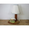 Vintage Royal Doulton figurine of a Mare and Filly mounted on a Mahogany Table Lamp, excellent cond.