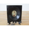Original signed Italian Oil Miniature painting in a black frame, Oval with brass inlay (Value R700+)