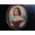 Original signed Italian Oil Miniature painting in a black frame, Oval with brass inlay (Value R700+)