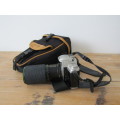 Vintage Pentax MZ50 Camera with a Hanimex 200mm 1:4,5 Lens and vintage carry Bag