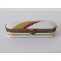 Limoges French porcelain and gilded metal trinket / pill box, 8 x 3 x 2 cm, others available