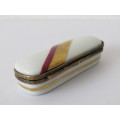 Limoges French porcelain and gilded metal trinket / pill box, 8 x 3 x 2 cm, others available