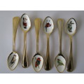 Lot of 6 vintage 24ct goldplated and enamel spoons (6), others available