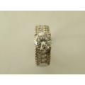 Vintage 925 solid silver Ring set with Clear stones, stamped, 6.2 grams, many others ON SALE now