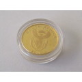 2008 1/10 oz 24ct Gold R1 proof coin in capsule, 2010 Fifa, mint and unused condition