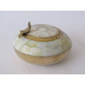 Vintage Brass and Mother of pearl lidded Ashtray, excellent condition, 9cm diameter