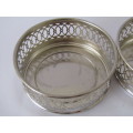 Vintage lot of two matching silverplated Wine Coasters, 11cm diameter