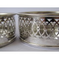 Vintage lot of two matching silverplated Wine Coasters, 11cm diameter