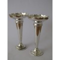 Pair of matching silverplated flute Vases, 14.5cm