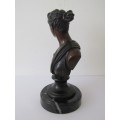 Eexquisite Large solid Bronze Bust of Diana on a Marble Base, 32cm High, solid and heavy