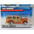 Collectable die cast scale model, 1999 HotWheels '40s Woodie in blister pack, 1:64, mint condition