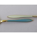 Lot of 2 vintage gold plated solid sterling Silver and enamel Small Spoons, 8 grams (Value R200+)