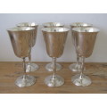Vintage set of 6 silverplated wine Goblets, E.P.B, England, 18cm, excellent condition