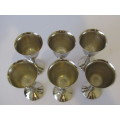 Vintage set of 6 silverplated small Glasses and 10 small trays, excellent condition (16 items)