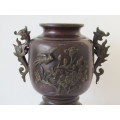 Very old and rare Japanese solid Bronze Vase / Burner in excellent condition, Dragons, large 25cm