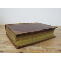 Vintage wooden container, made to look like an old book, hinged lid, 26cm x 20cm