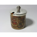 Vintage Yeoman silverplated Condiment Tray with Sandland Ware Butter Dish and Jam Pot ,incl utensils