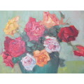 Original Johanna Wassenaar oil on board Painting, Flowers, Signed, 38cm x 41cm