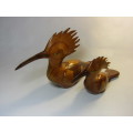 Vintage pair of collectable Knysna African Bird Carvers limited edition Birds "Hoopoe" 26cm and 38cm