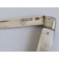 Vintage hallmarked sterling silver Pocket Knife with Mother of Pearl Handle, 9.5cm open, excellent