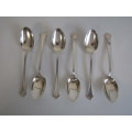 Vintage set of 6 original Chippendale Elkington & Co. silverplated Table Spoons, England, 18,5cm