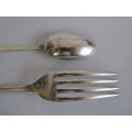 Vintage lot of 10 original Chippendale Elkington & Co. silverplated Forks & Spoons, England, 18cm