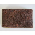 Vintage carved wooden Box with hinged lid, high detail, 20cm x 12cm x 5cm, excellent condition