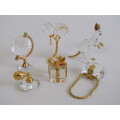 Lot of 6 small original Swarovski Crystal Memories ornaments in perfect condition, gold detail