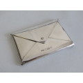 Hallmarked sterling Silver Business Card Holder with hinged Lid, Birmingham 1993, 9x6cm, 86.5g