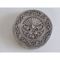 Vintage Continental solid 800 Silver Pill Box with Embossed decorations, 5.5cm x 2cm, 41.6 grams