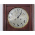 Very large antique solid Mahogany GB German made Wall Clock with Key and Pendulum, in working order