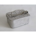 Vintage metal military Lunch Tin complete with Lid, Inner Tub, rubber Seal and Handle, 12x 10x 5cm
