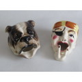 Lot of 2 original vintage ceramic Character Ashtrays in excellent  condition, Dog and Pirate