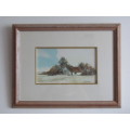 Original signed and framed watercolour Painting behind glass, 26cm x 15cm, excellent condition