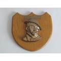 Vintage solid Brass M.O.T.H Order service Plaque mounted on wood, excellent condition, 24cm x 22cm