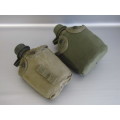 Lot of 2 original Military Water Bottles with Pouches, excellent condition