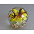 Original Murano art glass Paperweight "Birds and Flowers" excellent condition, 5.5cm diameter