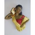 Original 1959 Bossons Chalkware Wall Hanging sculpture "Gypsey Girl" 21cm x 20cm, excellent cond.