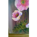 Pink Floral Painting by Hilda Adams