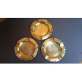 3x Small brass ashtrays