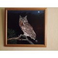 Spotted Eagle Owl - Oil painting by L J Robinson (Framed)
