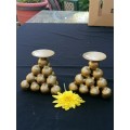Gold Ball Shaped Candle Holders