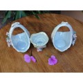 Lovely Mother of Pearl Glazed Ornamental Baskets and small bowl