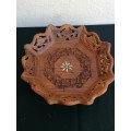 Small wooden carved inlayed bowl