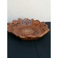 Small wooden carved inlayed bowl