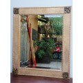 Lovely Beveled Glass Mirror with Tigers eye stones on frame